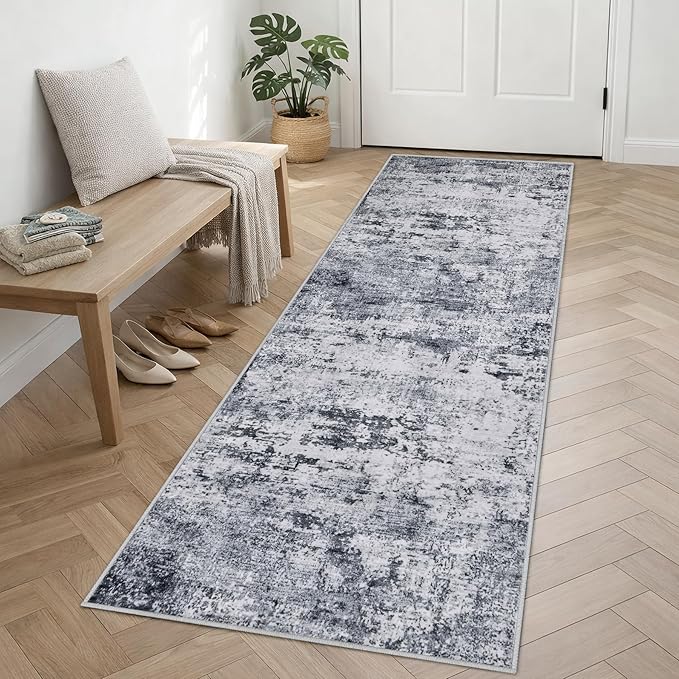 2.6'x8' Runner Rug Washable Rug;Modern Abstract Soft Thin Runner Rug ...