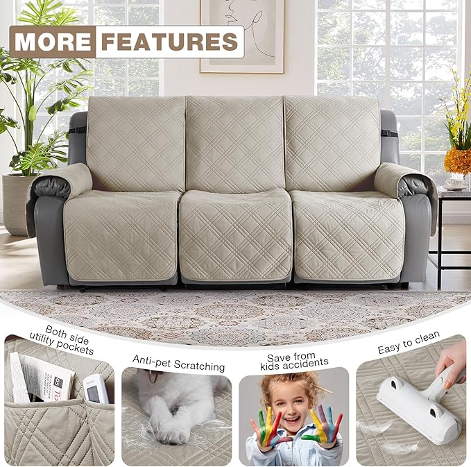 TAOCOCO 100% Waterproof Recliner Sofa Covers 3 Seater Split Couch Covers - Image 5