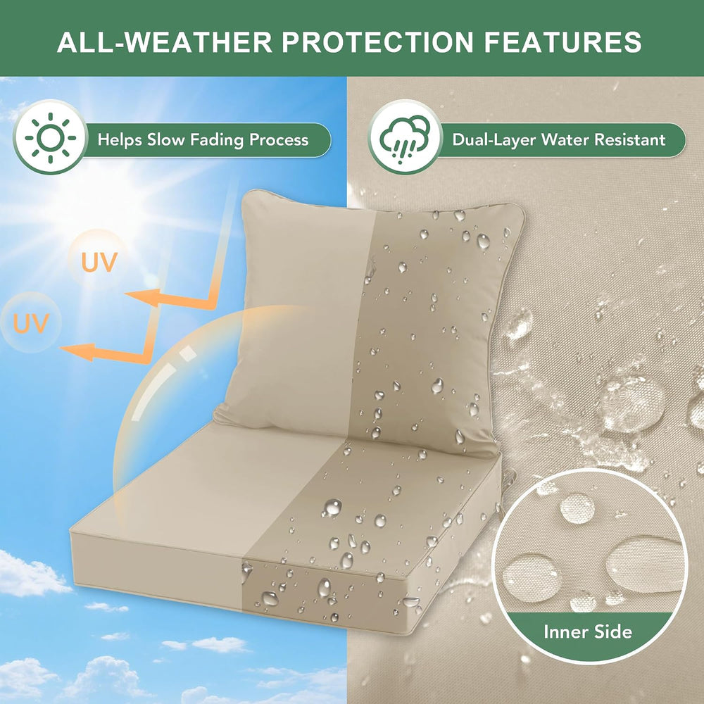 Summsun Outdoor Chair Cushions Set of 4, 24 x 24 Inch, Cream