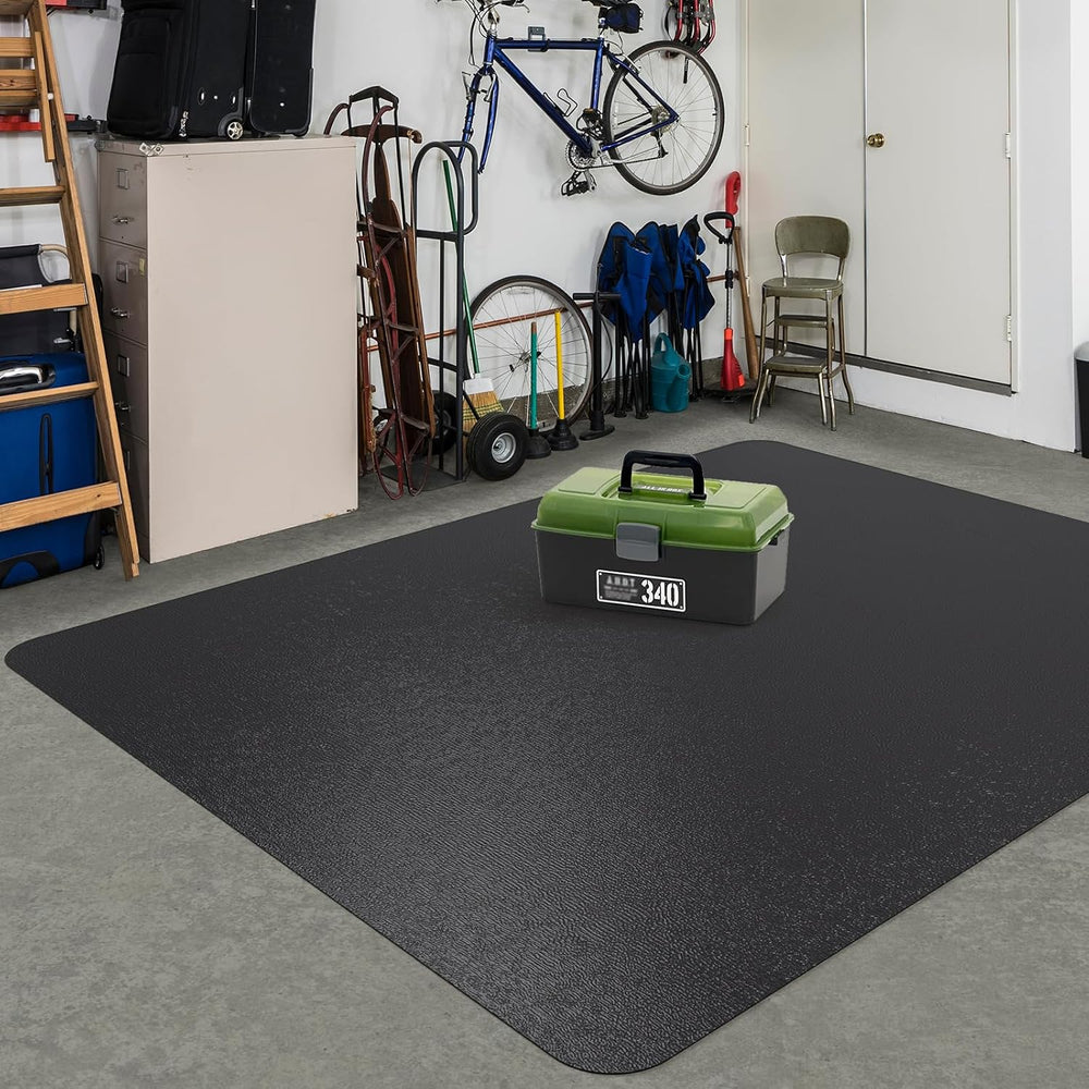 Area Floor Mat for Home, 4'×6' Black No Slip Waterproof Vinyl Area Rug