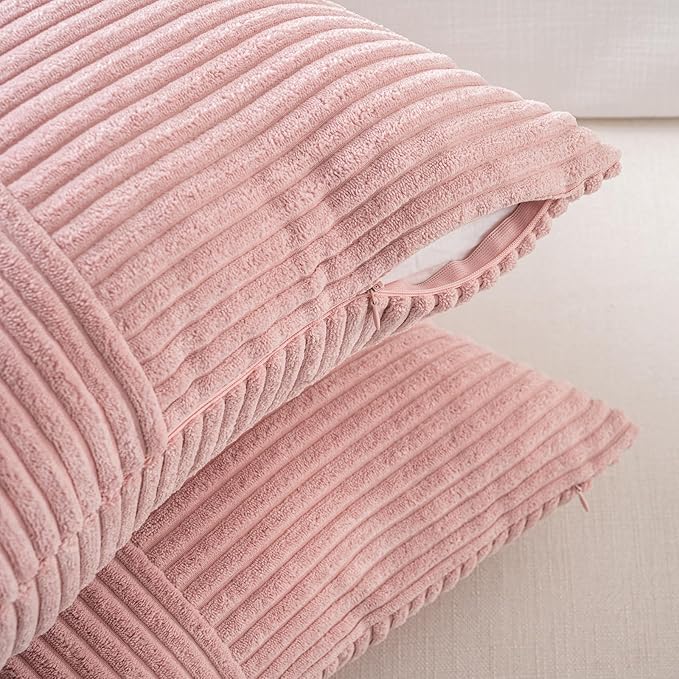 Fancy Homi 2 Packs Blush Pink Lumbar Decorative Throw Pillow Covers 14x24 Inch - Image 4