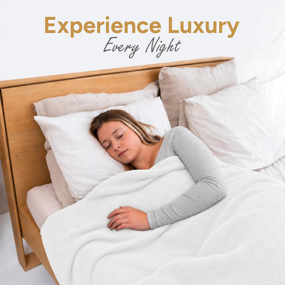 100% Cotton Blanket King Size Thermal Blanket (108"x90") - Lightwei...