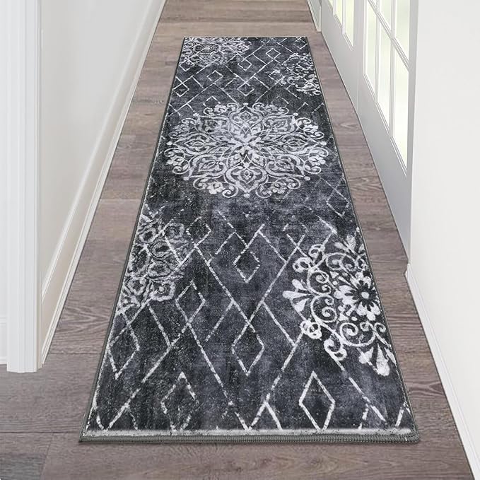 HEBE Hallway Runner Rug 2'x6' Washable Vintage Distressed Area Rugs Non Slip by HEBE