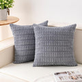 Pack of 2 Corduroy Decorative Throw Pillow Covers 24x24 InchSoft Striped Pillow by Unknown