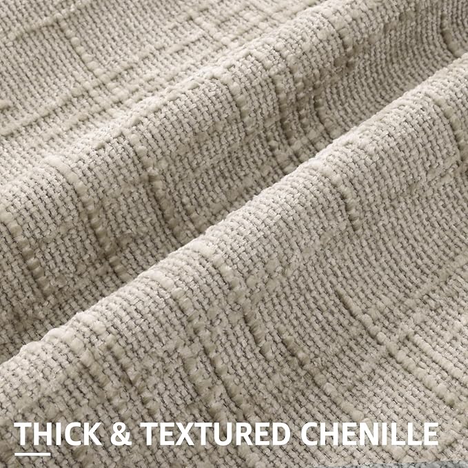 decorUhome Light Brown Chenille Throw Pillow Covers 12x20 Set of 2 Textured - Image 2