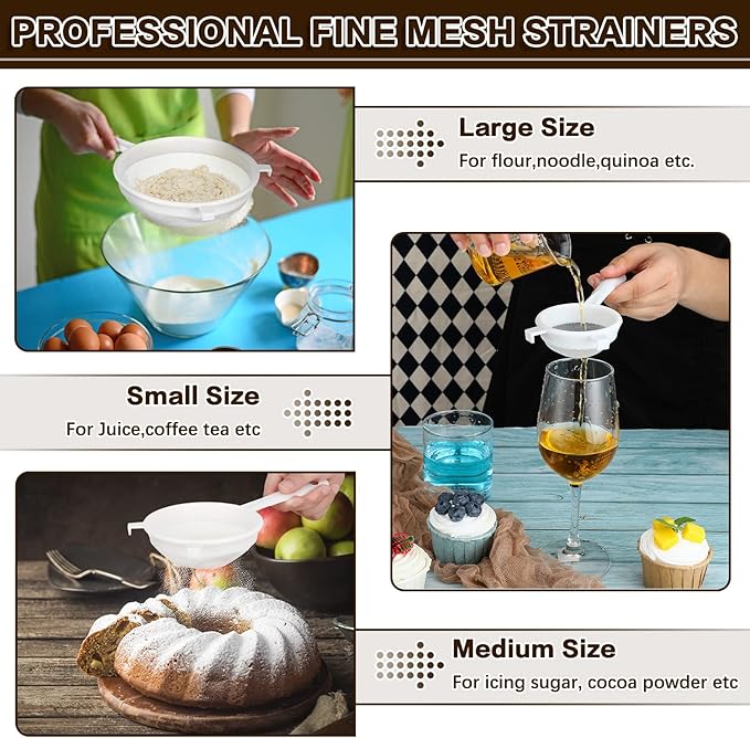3 Pcs Plastic Nylon Mesh Strainer Colander - Image 5