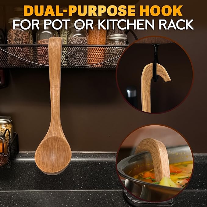 Wooden Ladle for Soup – 10.8×2.8" Deep Wood Ladle - Image 7
