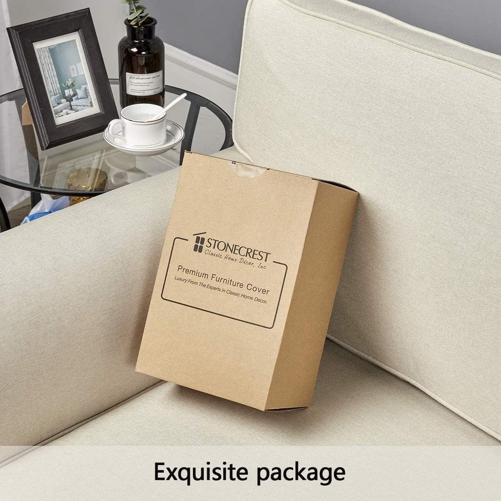 STONECREST Non Slip Recliner Chair Cover - Paisley Printing, Faux Linen Brushed Recliner Slipcover, Stay in Place (Paisley Brown, Recliner 23" Regular)
