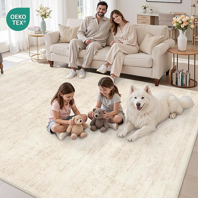 Area Rugs 9x12 Living Room: Vintage Boho Neutral Washable Rug Indoor Soft Large - Image 7