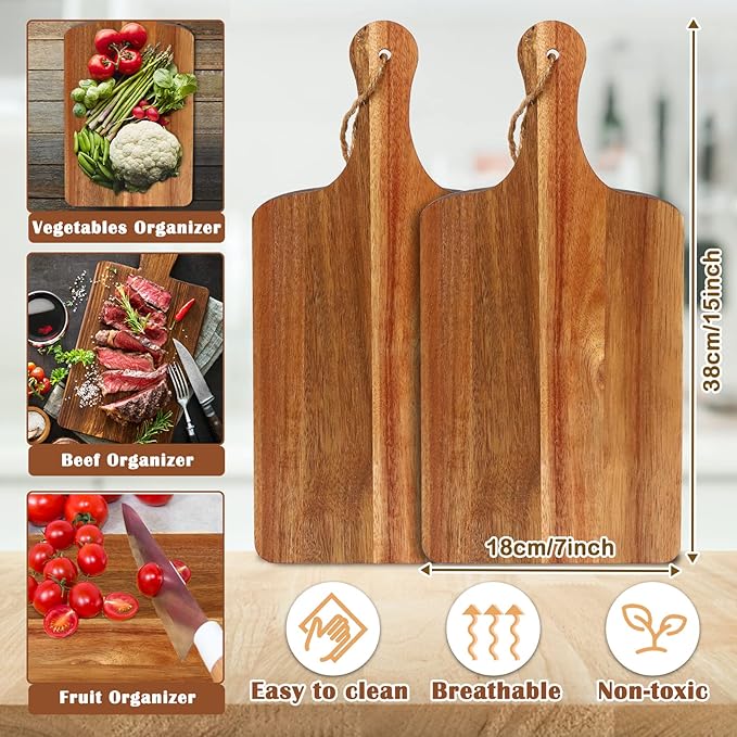 10 Packs Acacia Wood Cutting Board, 15 x 7 Inch Plain Chopping Board - Image 2