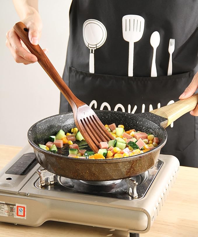 Kitchen Utensils Set, NAYAHOSE 12 Pcs Teak Wooden Cooking Spoons Spatula - Image 7
