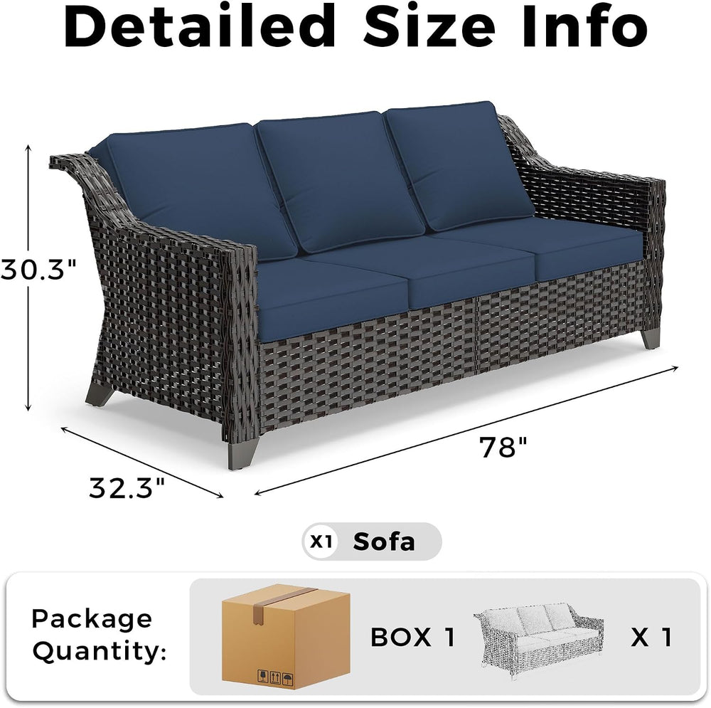 Luxury 3 Seater Outdoor Patio Couch with Handwoven PE Wicker