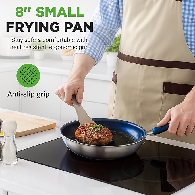 NutriChef 8" Fry Pan With Lid