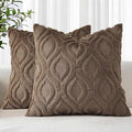 decorUhome Throw Pillow Covers 26x26 Inch Set of 2, Soft Plush Faux Wool Brown by decorUhome
