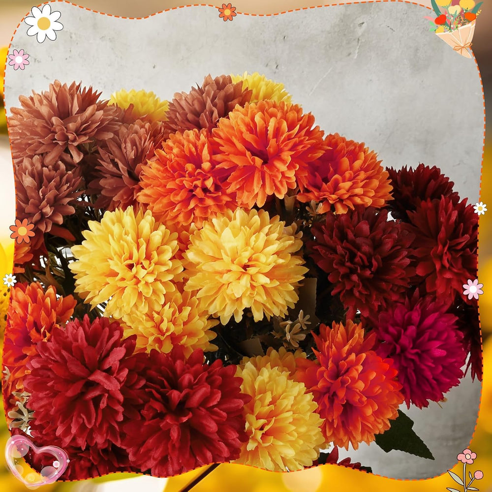 12 Bundles Artificial Mums Fall Flowers 72 Heads Chrysanthemums