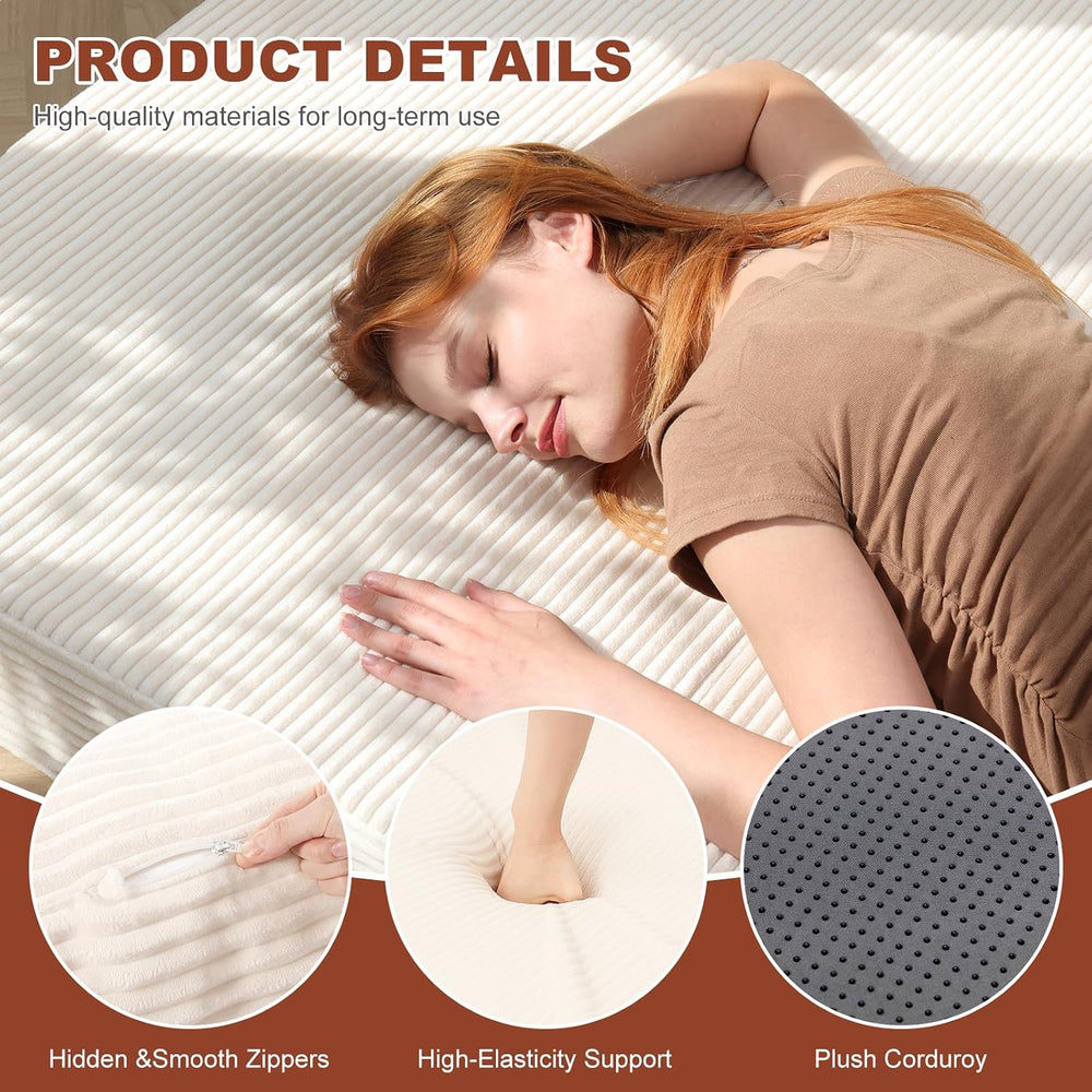 6-Inch Tri-Fold Foldable Mattress, Folding Sofa Bed with Removable Washable C...