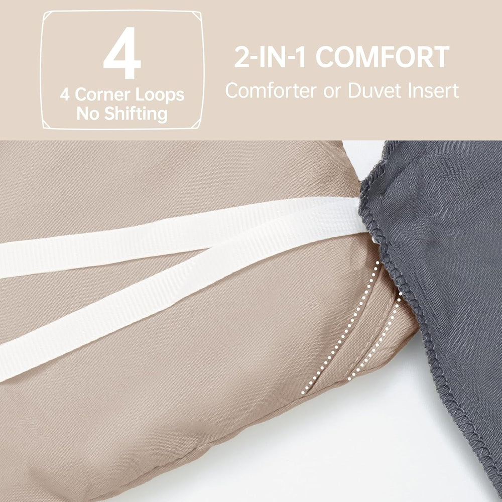 MUXHOMO Queen Comforter Set, 3-Piece All-Season Bedding, Dark Linen