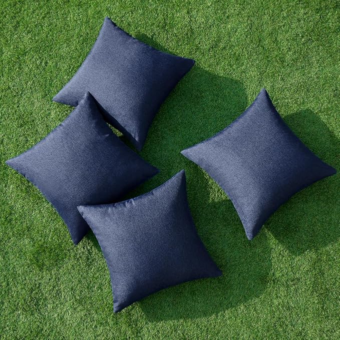MIULEE Pack of 4 Decorative Outdoor Throw Pillow Covers Linen Waterproof Pillow - Image 4
