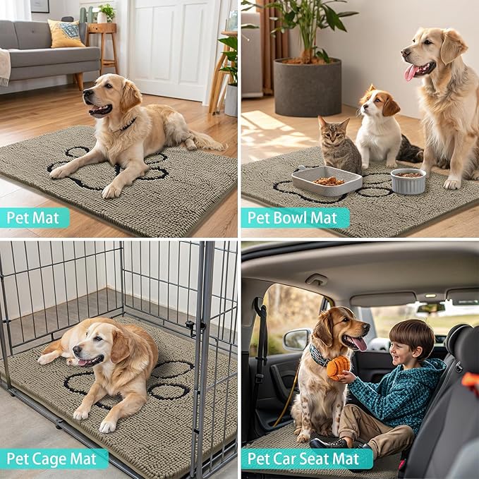 Smiry Dog Door Mat for Muddy Paws, Absorbent Dirt Trapper Non Slip Quick Dry - Image 8