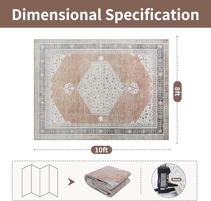 Washable Rugs 8x10 Area Rugs for Living Room, Dining Room- Soft Low Pile - Image 2