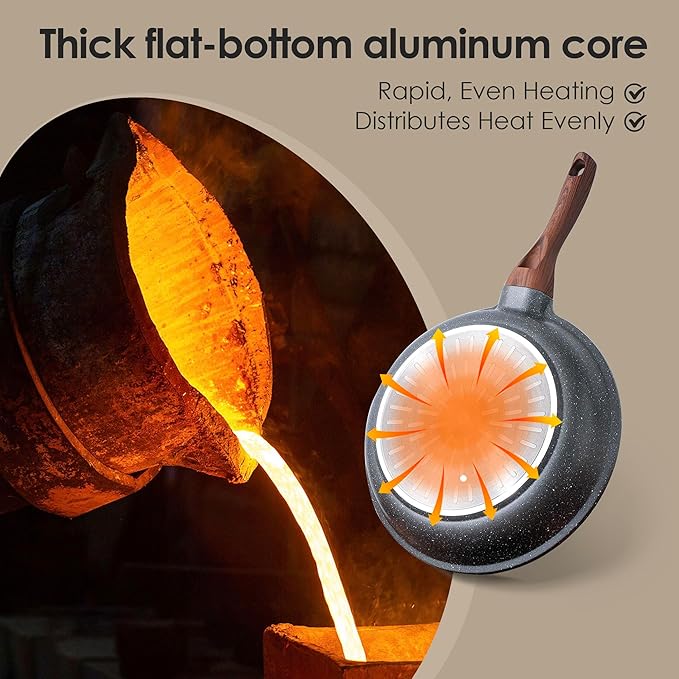 SENSARTE Nonstick Granite Cookware Set, PFOA & PFOS Free, Healthy Non Stick - Image 6
