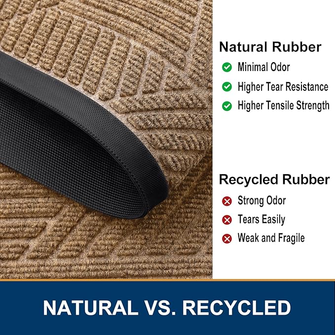 Smiry Front Door Mat Outside Entrance, Heavy Duty Sturdy Natural Rubber Doormat - Image 5