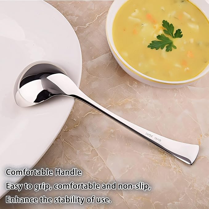 Comicfs 2 Pack Gravy Ladle, 18/10 Stainless Steel Soup Ladle, Small Soup Spoon - Image 6