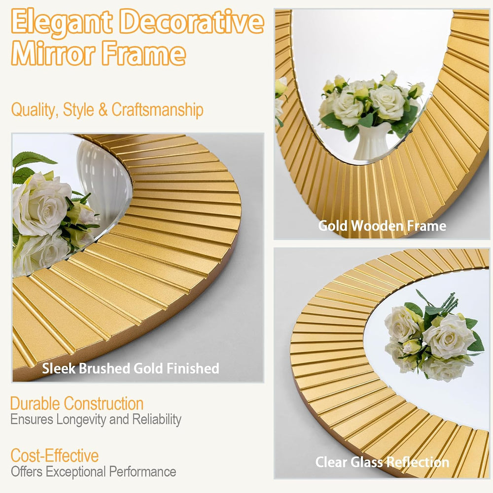 Chende Round Gold Mirror, 36'' Large Decorative Mirror for Wall with ...