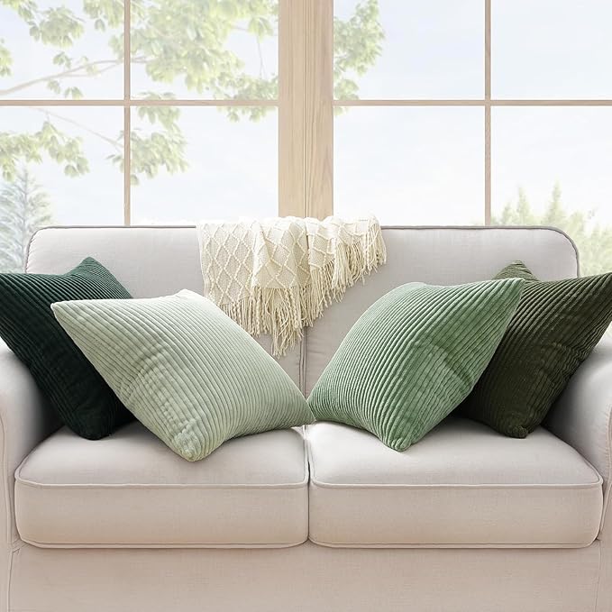 Topfinel LightGreen Couch Throw Pillows Covers 24x24 Inch Set of 4, Olive - Image 2