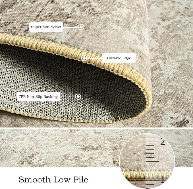 Toneed Abstract Area Rug 7x10 Modern Washable Rug Soft Non Slip Rug Low Pile - Image 6