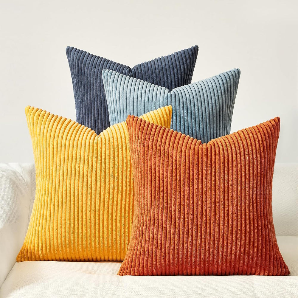Topfinel Decorative Velvet Pillow Covers 18x18 New Blue and Orange Boho Farmh...