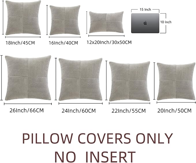 Fancy Homi 2 Packs Neutral Grey Decorative Throw Pillow Covers 20x20 Inch - Image 7
