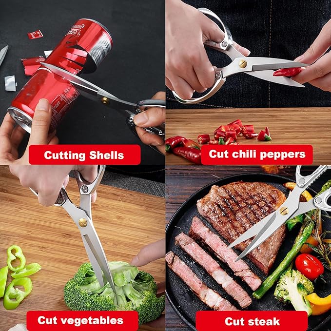 2 Pack Kitchen Shears, Heavy Duty Stainless Steel All-Purpose Poultry Meat - Image 6