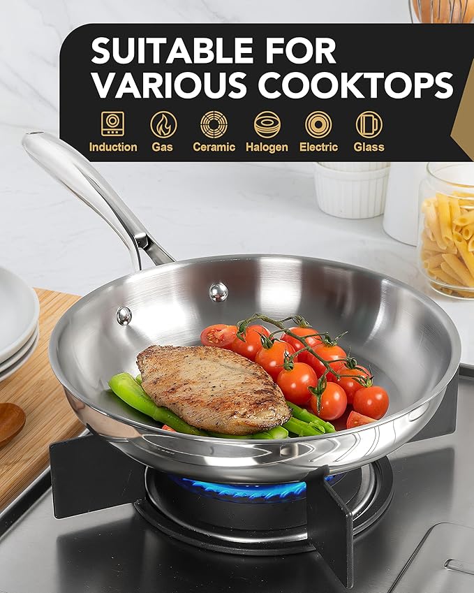 MICHELANGELO Stainless Steel Frying Pan Set, Stainless Steel Skillet - Image 5