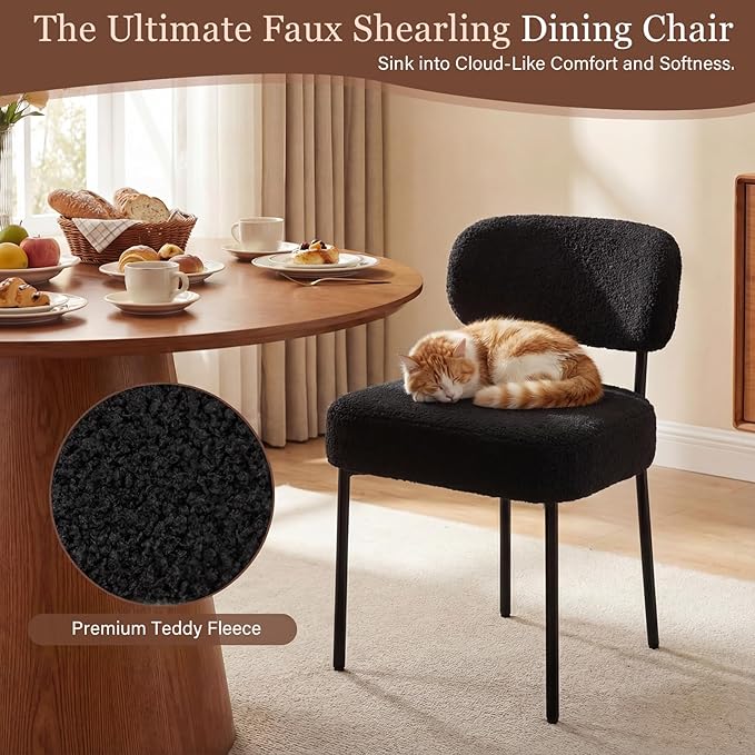 Dining Chairs, Beige Boucle Dining Chairs, Kitchen Dining Room Chairs Curved ...