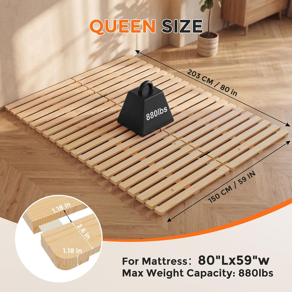 Japanese Bed Frame,Queen Foldable Tatami Floor Bed Frame,Futon Frame