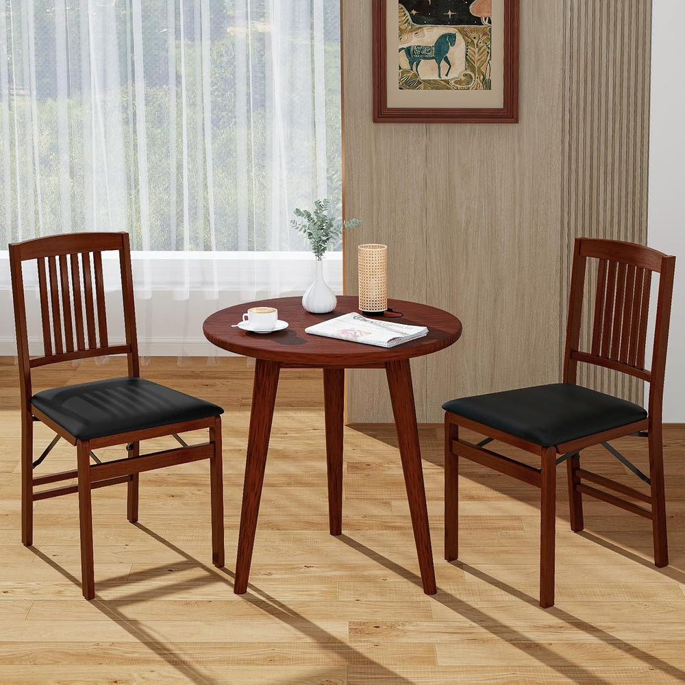 GIANTEX Folding Dining Chairs Set of 2, Foldable Wood Kitchen Chairs with Pad...
