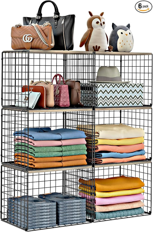 6 Pack Closet Organizers And Storage, Stackable Closet Shelf Organizer Storage by Cidaziya