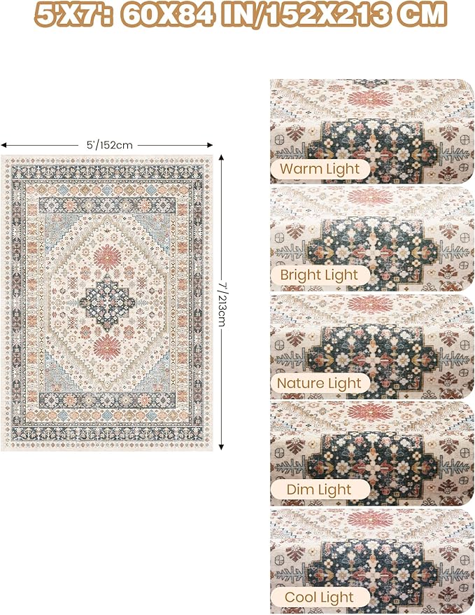 Area Rugs 5x7, Ultra-Thin Washable Rugs - Image 2