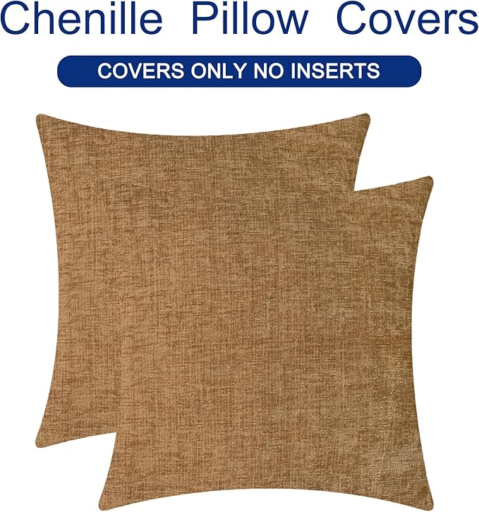CaliTime Throw Pillow Covers Decorative 22 X 22 Inches Pack of 2 Cozy Chenille - Image 6