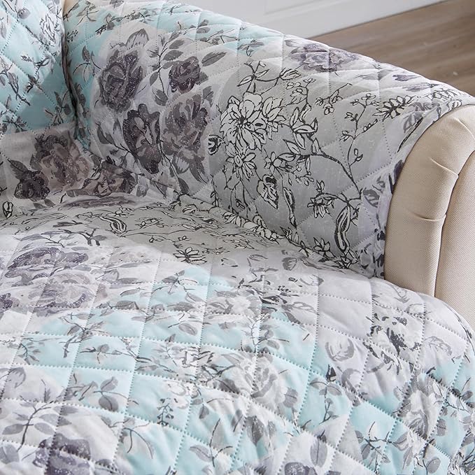 Great Bay Home Reversible Floral Patchwork Loveseat Furniture Protector - Image 4