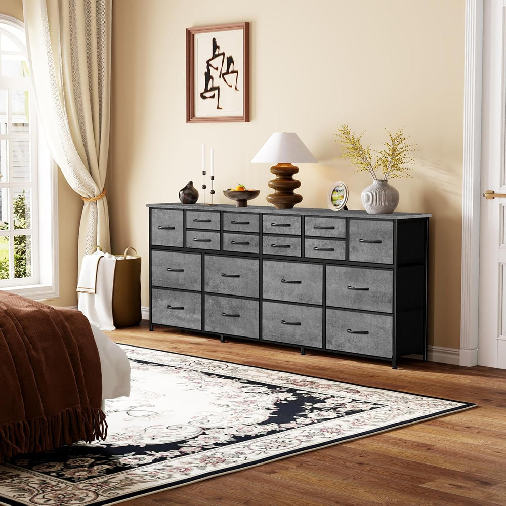 VASICAR Gray Wide TV Stand for 65, 75, 80 inch TV, 74.76 Inch Long Dresser