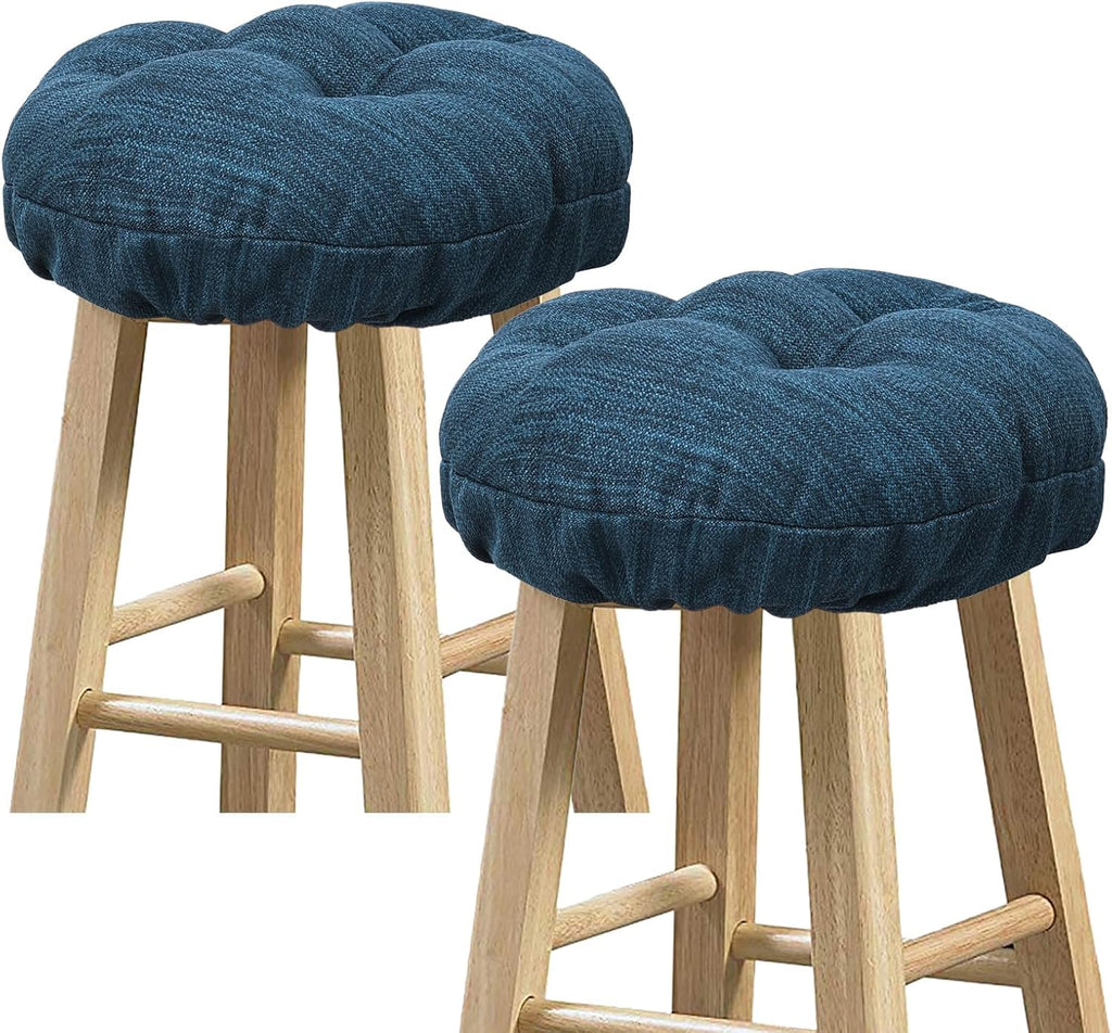 baibu Set of 2 Stool Covers Round, Super Soft Round Bar Stool Cushion Covers Seat Cushion - 2 Cushions Only (Blue,13" (33cm))
