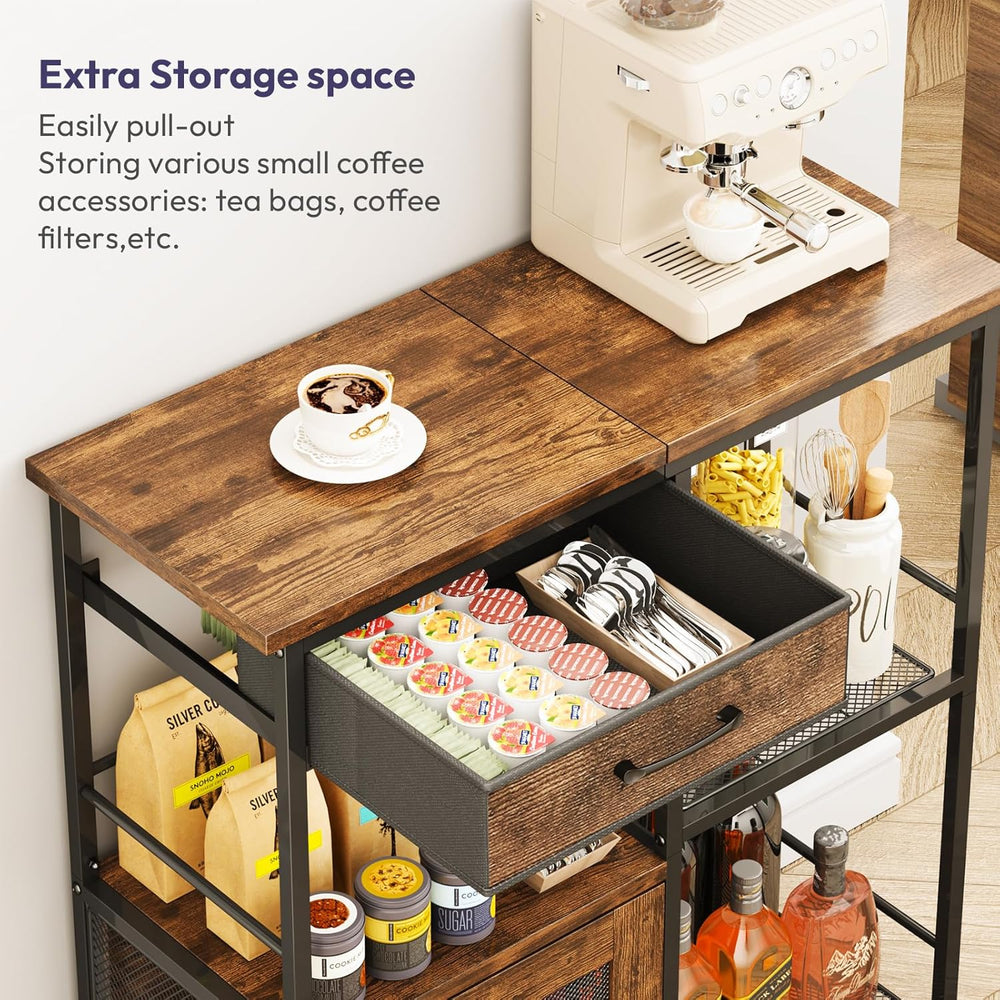 SWTYMIKI Coffee Bar Cabinet for Home - Farmhouse Coffee Stand Station Multi-P...