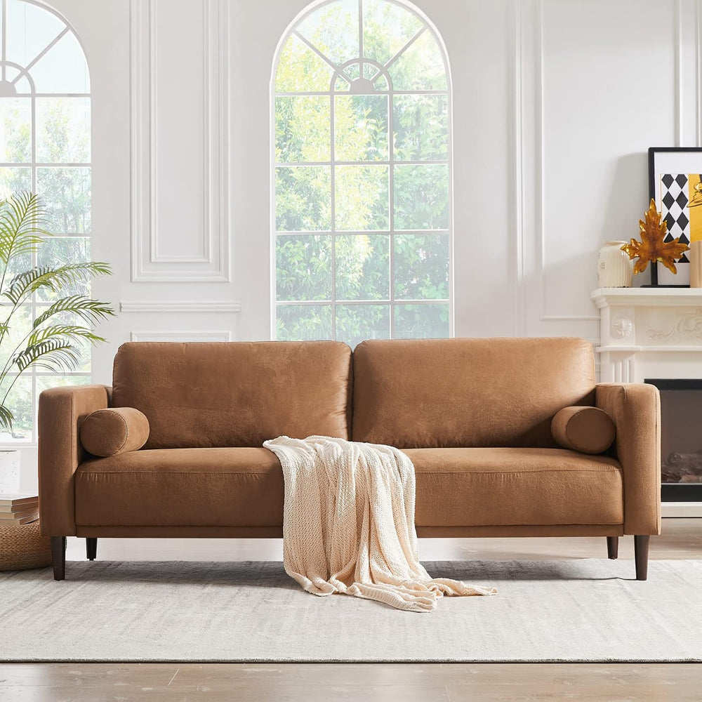 HIFIT 79" Sofa Couches for Living Room Mid-Century Modern Decor Faux Lea...