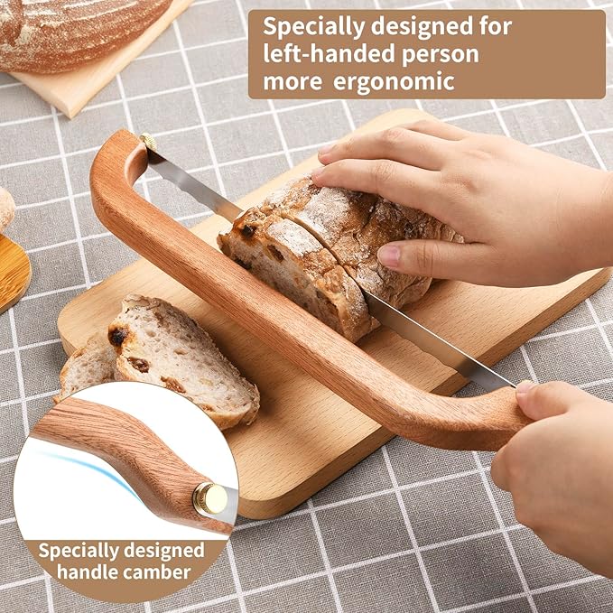 Uprichya Bread Knife for Homemade Bread Sourdough, Wooden Bread Bow Knife for - Image 3