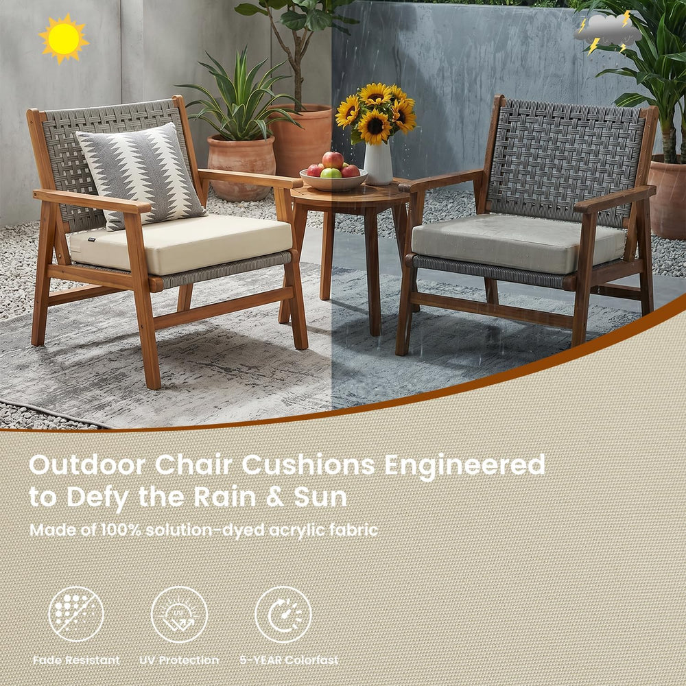 Favoyard Patio Chair Square Cushions Set of 2, Beige, 24 x 24 x 4 inches