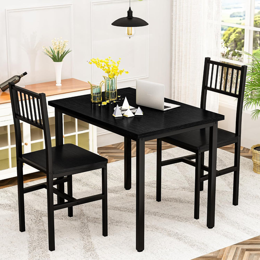 AWQM 3 Piece Dining Table, Small Kitchen Table Set for 2 with Chairs(Black)