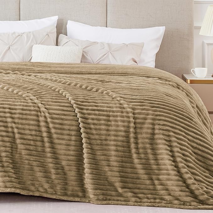 BEDELITE Fleece Blanket Queen Size – 3D Ribbed Jacquard Soft and Warm by BEDELITE