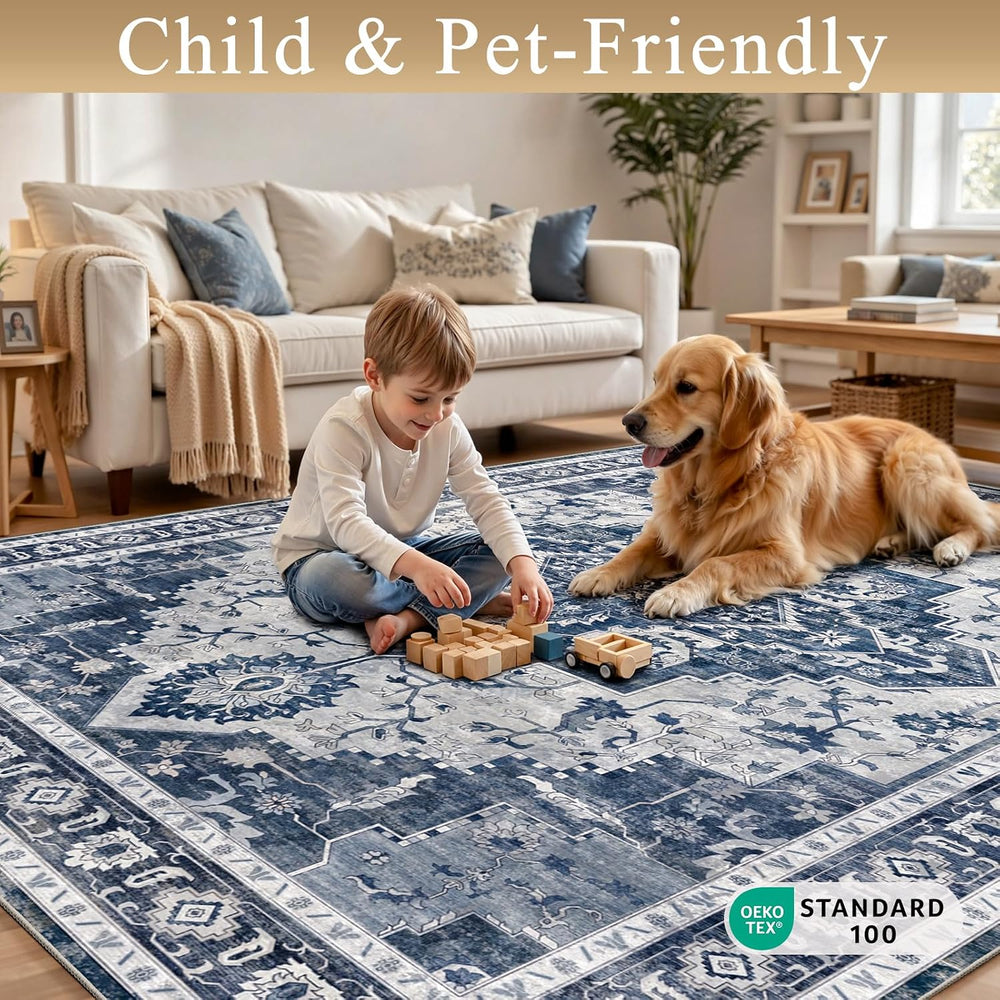 8x10 Area Rugs Living Room Rug: Soft Vintage Washable Rug